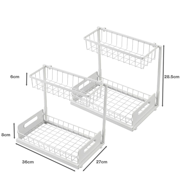 Toque 2x Under Sink Storage Rack Kitchen Cabinet Organiser 2-Tier Shelving Home-2050059015005802498