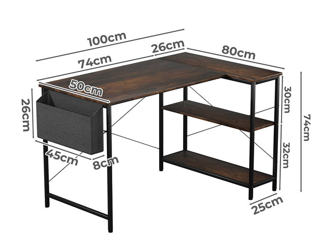 Levede L Shaped Computer Desk Corner Desk Brown-1973193440879579138