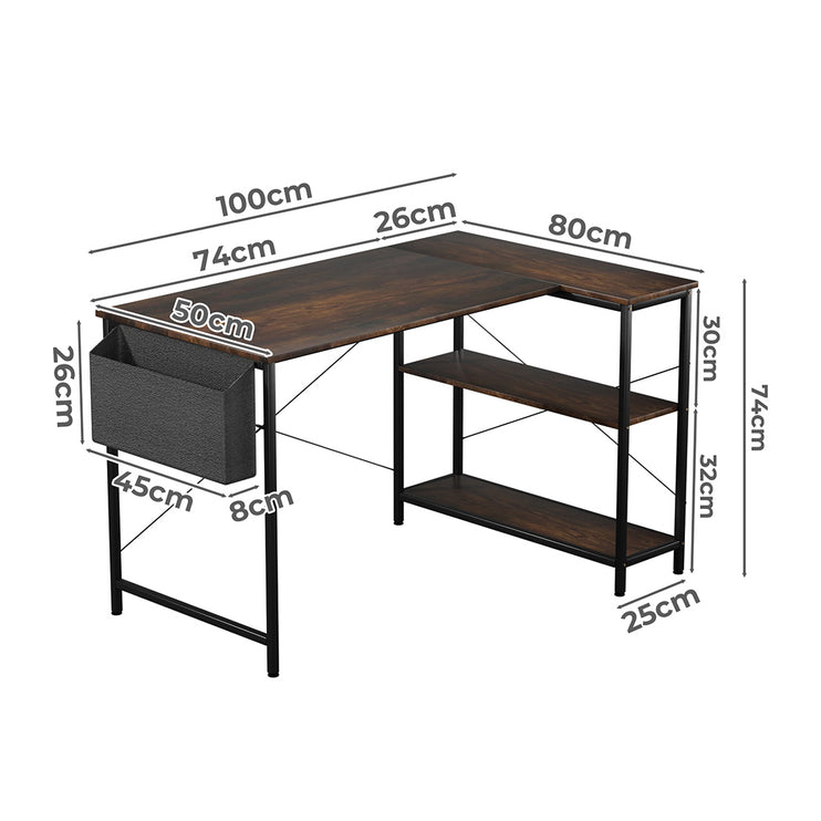 Levede L Shaped Computer Desk Corner Desk Brown-1973193440879579138