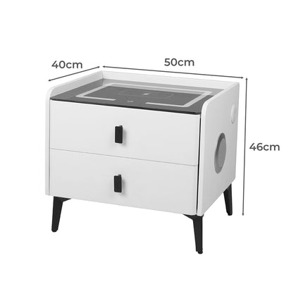 Levede Bedside Table LED Lights Drawers Storage-1975420388699672578