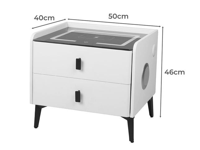 Levede Bedside Table LED Lights Drawers Storage-1975420388699672578