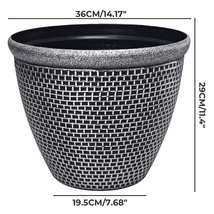 Toque Plastic Plant Pots 36cm Outdoor Garden Planter 2 Pcs With Drainage Holes-2050059017677574146