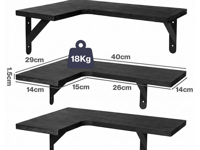 Levede Corner Floating Shelves 3Pcs L-Shaped Wall-Mounted Living Room Storage-2061251868692189186