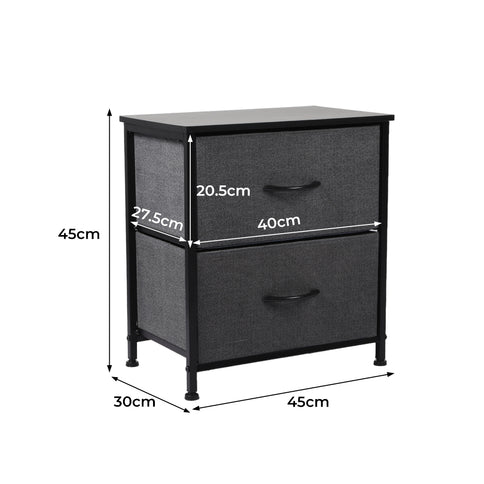 Levede Storage Cabinet Chest of 2 Drawers Dark Grey-1910113286993612802