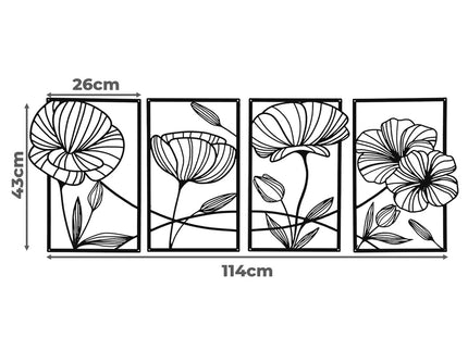Yezi Metal Wall Art 4Pcs Floral Minimalist Line Decor-1910149776071069698