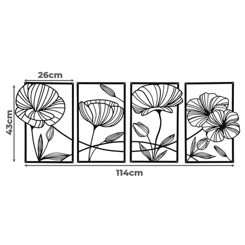 Yezi Metal Wall Art 4Pcs Floral Minimalist Line Decor-1910149776071069698