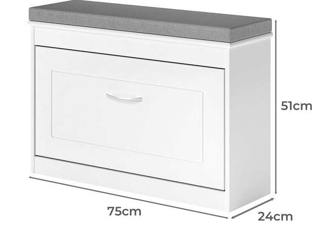 Levede 75cm Shoe Rack Storage Cabinet Bench Cosy Padded Seat Organiser Cupboard-2050056774161141762