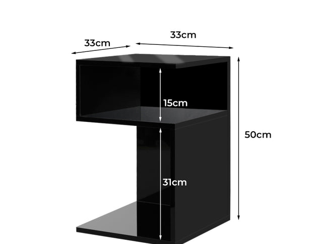 Levede 1xBedside Tables Drawers Side Black-1973193984444600322