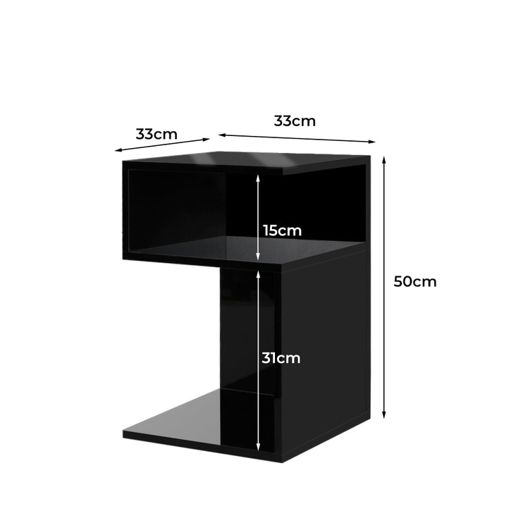 Levede 1xBedside Tables Drawers Side Black-1973193984444600322