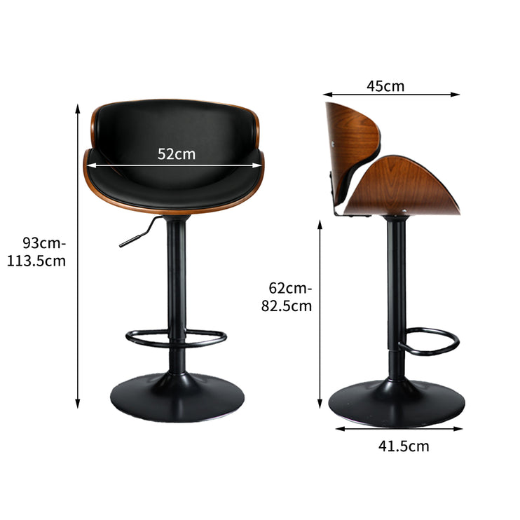 Levede 1x Bar Stools Gas Lift Kitchen Black-1973194047430463490