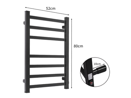 Heated Towel Rail Warmer Rack Wall Mounted Black-1910113122912440322