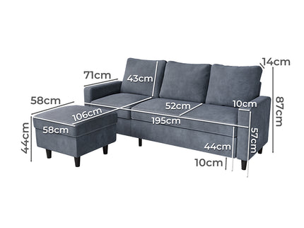 Levede L-shaped Sectional Sofa Lounge Chaise Set-1910112207996325890