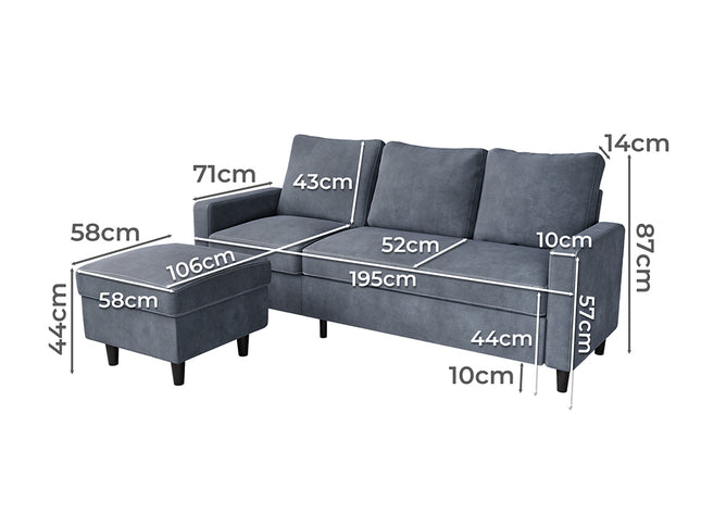 Levede L-shaped Sectional Sofa Lounge Chaise Set-1910112207996325890