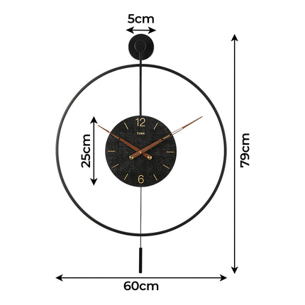 Yezi Round Wall Clock 60cm Large Modern Home Decoration-1975420334903529474