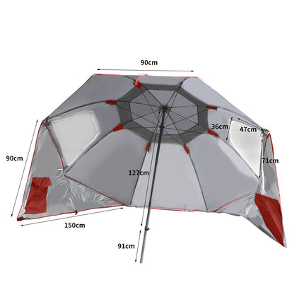 Mountview Beach Umbrella Outdoor Umbrellas Red 2.33M-1973193757788606466