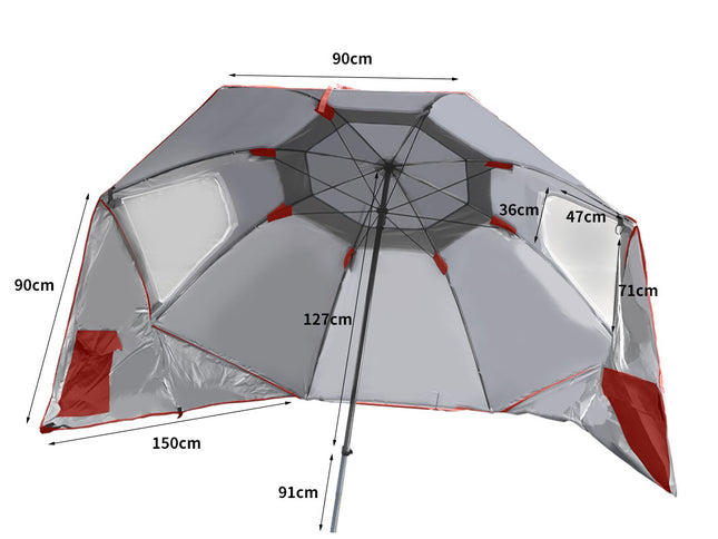 Mountview Beach Umbrella Outdoor Umbrellas Red 2.33M-1973193757788606466