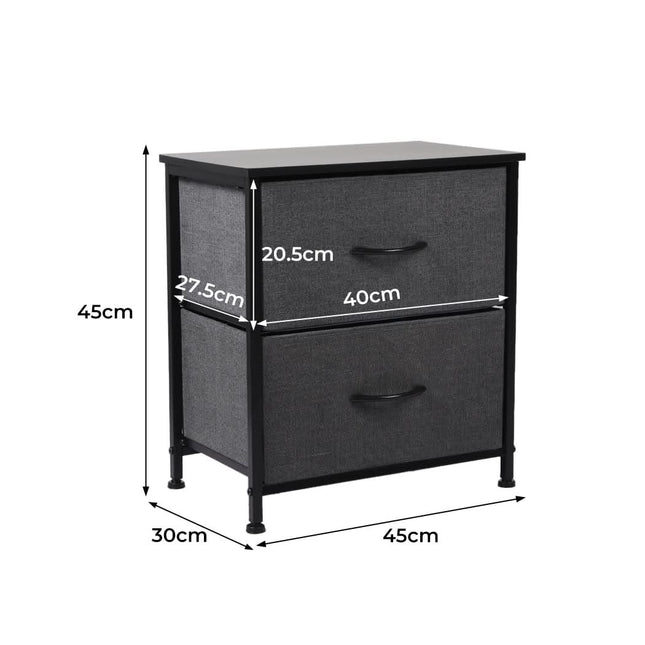 Levede Storage Cabinet Chest of 2 Drawers Dark Grey-1954802984013664258