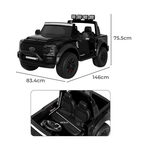 Kids Ride On Car Licensed Ford 2-Seat Black-1864184339068227586