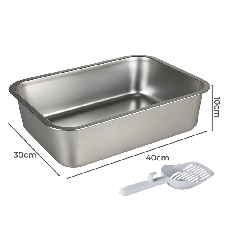 Pawz Stainless Steel Cats Litter Box 10cm Height Small Animals Easy Entry Clean-2029334099243700226