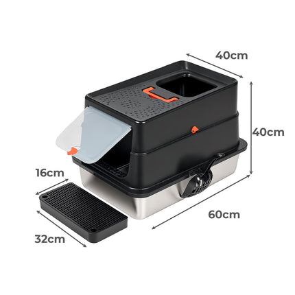 Pawz Stainless Steel Large Enclosed Cat Litter Box-2029387298965164034