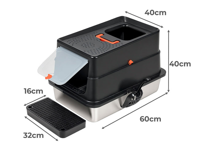Pawz Stainless Steel Large Enclosed Cat Litter Box-2029387298965164034
