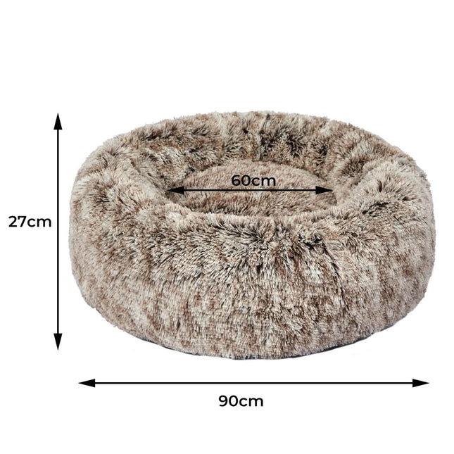 PaWz Pet Bed Cat Dog Donut Nest Calming L Brown Large-1954802517045022722