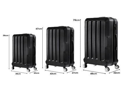 Slimbridge 20"24"28" 3PC Luggage Sets Black-1864184357602856962