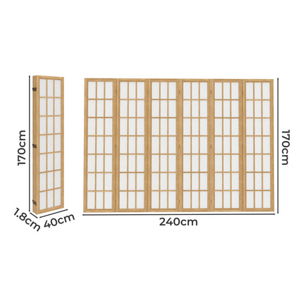 Levede 6 Panel Room Divider 170cm Freestanding Screen-1973193605787029506