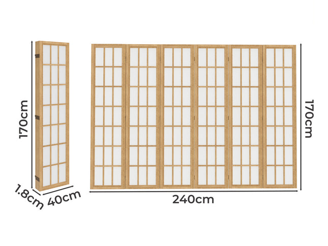 Levede 6 Panel Room Divider 170cm Freestanding Screen-1973193605787029506