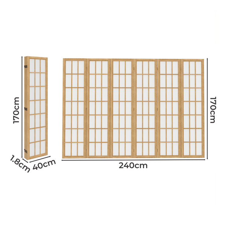 Levede 6 Panel Room Divider 170cm Freestanding Screen-1973193605787029506