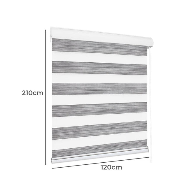 Marlow Blackout Zebra Roller Blind Curtains 120x210 Grey-1954802972978450434