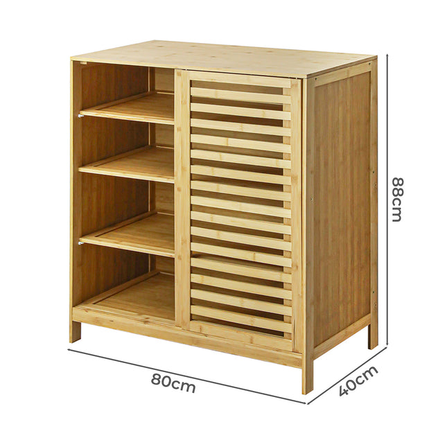 Levede Bamboo Storage Cabinet Freestanding Natural-1975420387814674434