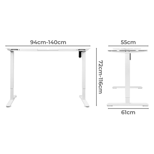 Levede Motorised Standing Desk Frame White Single Motor-1954803014925684738