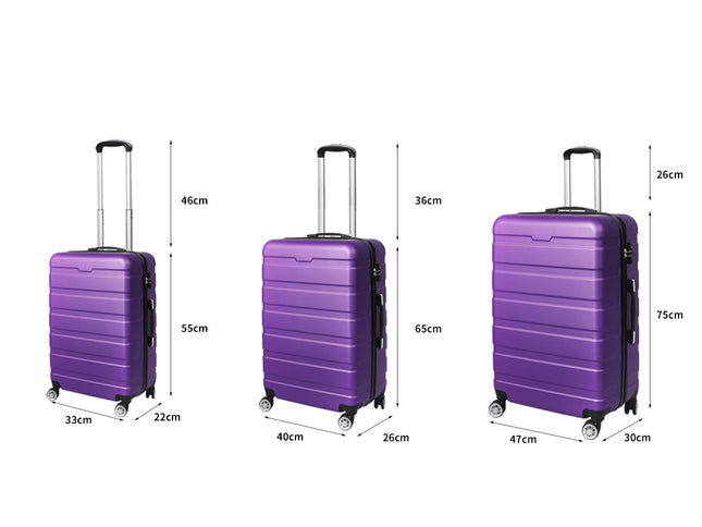 Slimbridge 3PC Luggage sets Suitcase Purple-1973193942879047682