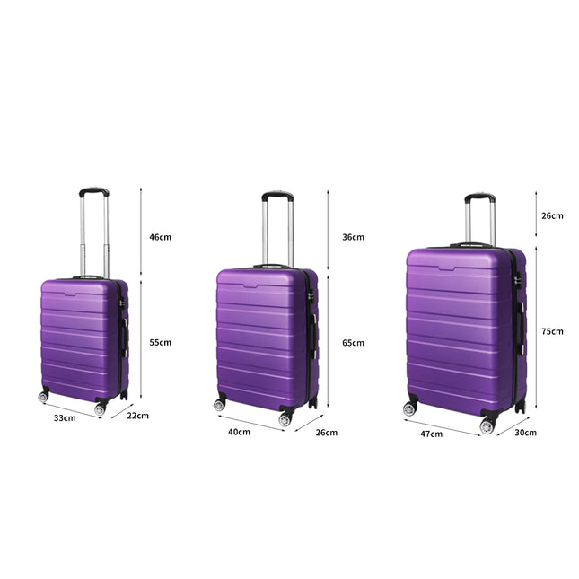 Slimbridge 3PC Luggage sets Suitcase Purple-1973193942879047682