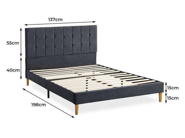 Levede Fabric Bed Frame Double Mattress Grey-1973194029692751874