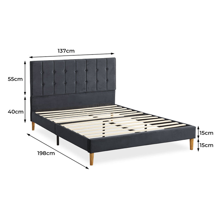 Levede Fabric Bed Frame Double Mattress Grey-1973194029692751874