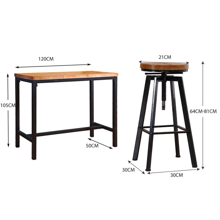 Levede 5pcs Bar Table Barstools Industrial-1942353345440256002
