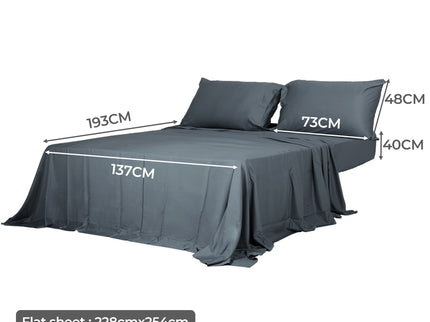 Dreamz 4pcs Double Size 100% Bamboo Bed Sheet Set in Charcoal Colour-1910113200632893442
