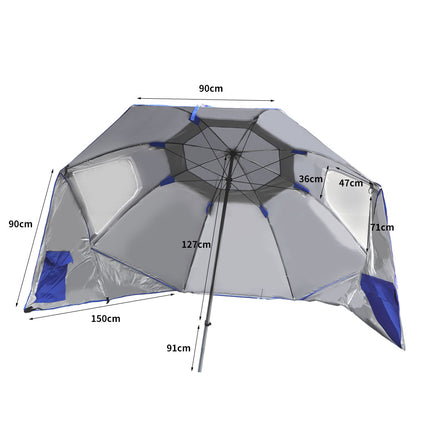 Mountview Beach Umbrella Outdoor Umbrellas Blue 2.33M-1973193757402730498