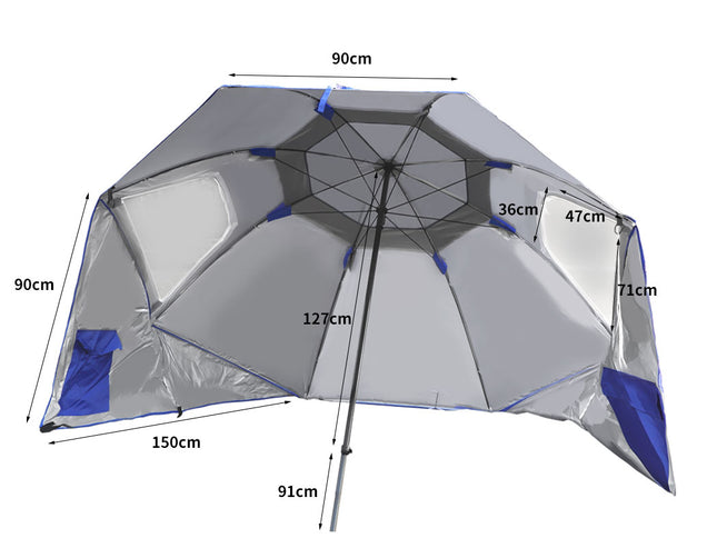 Mountview Beach Umbrella Outdoor Umbrellas Blue 2.33M-1973193757402730498