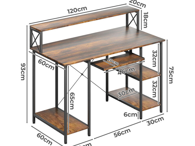 Levede Office Gaming Computer Desk Brown-1975420387466547202