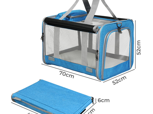 Pawz 3 in 1 Pet Soft Crate Dog Cat Carrier XL Size Blue-1975420341383729154