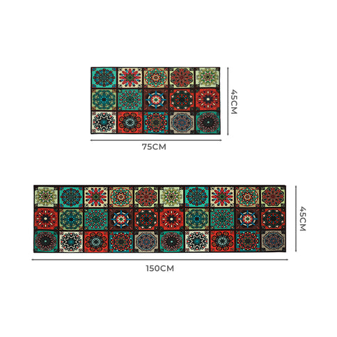 Marlow 2x Kitchen Mat Floor Rugs Area 45x150cm-1910113064880050178
