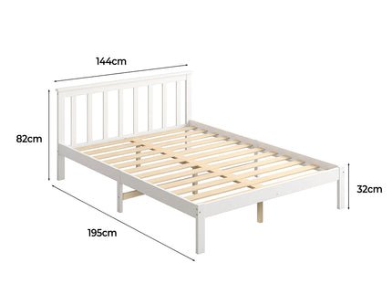 Levede Wooden Bed Frame Double Full White-1864183190151892994
