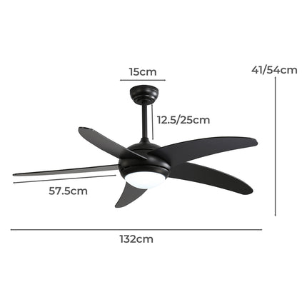 Spector 52'' Ceiling Fan LED Light DC Black-1954802706266853378