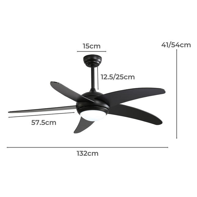 Spector 52'' Ceiling Fan LED Light DC Black-1954802706266853378