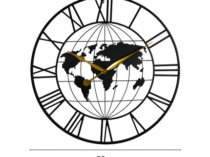 Yezi 60cm Large Wall Clock Roman Numeral Home Black-1910112274266329090