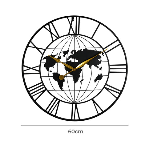 Yezi 60cm Large Wall Clock Roman Numeral Home Black-1910112274266329090
