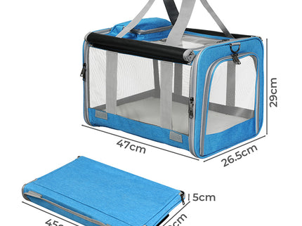 Pawz 3 in 1 Pet Soft Crate Dog Cat Carrier M Size Blue-1910112288757649410